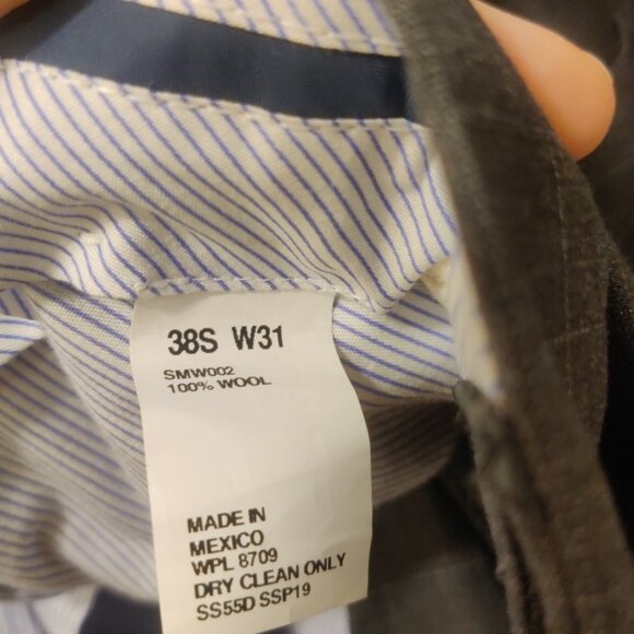 Strong Suit 38S 31w charcoal plaid slim fit tailored soft tailoring 100% wool - Picture 6 of 13